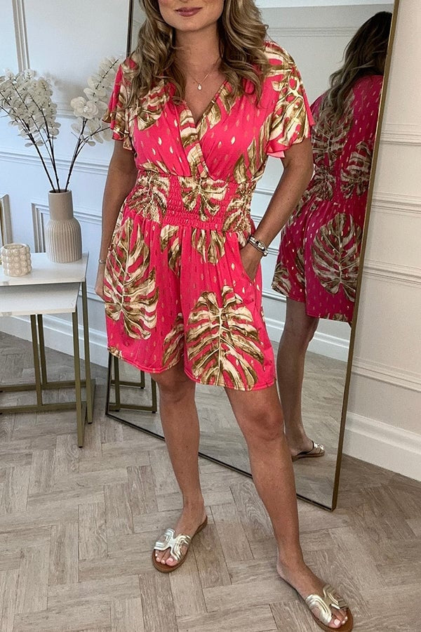 Grace | Leafy Print Romper For Women