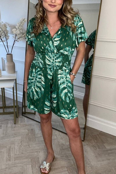 Grace | Leafy Print Romper For Women